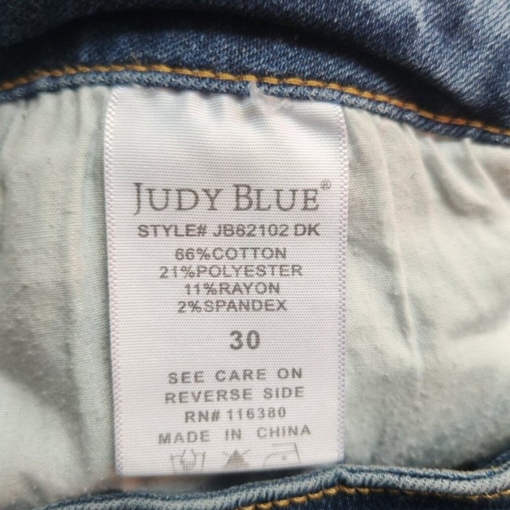 JUDY BLUE High Rise Straight Leg Jeans Medium Wash Stretch Size 30 - Picture 7 of 7